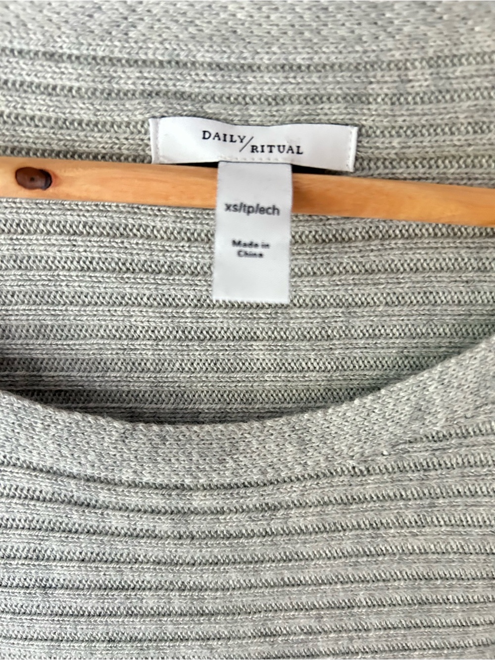 Daily Ritual Heather Gray Ribbed Scoop-Neck Sweater - Picture 3 of 3